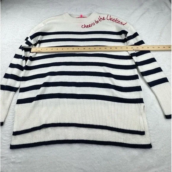 Lilly Pulitzer  Sweater Cheers To The Weekend Size XS Red White‎ Blue Stripe - Picture 10 of 15